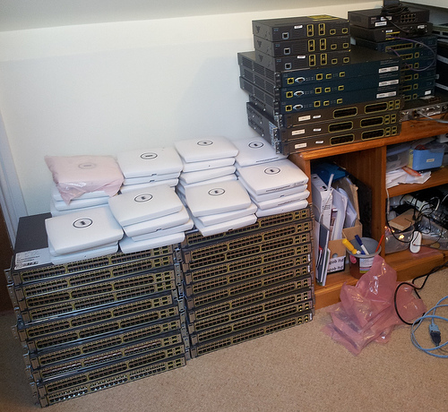 Stacks of network switches and access points
