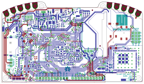 PCB traces on the badge